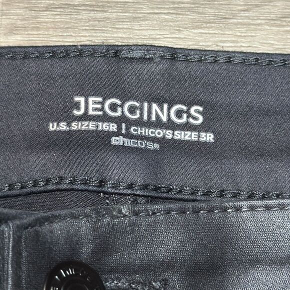 Chico’s Black Pants. Jeggings. Size 16R or 3R. Very stretchy. - Picture 2 of 9